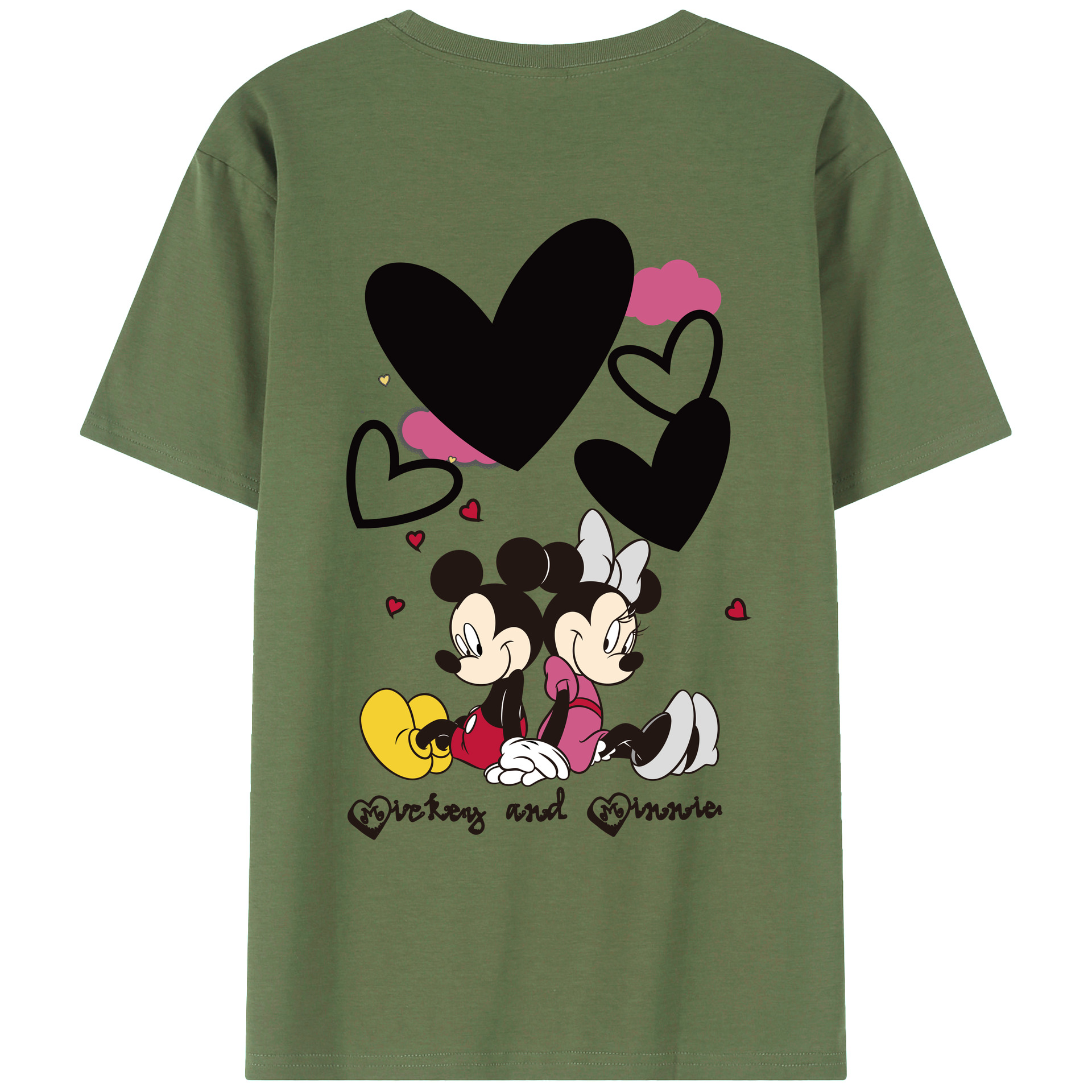 ミッキーマウス Mickey Mouse 綿100％ メンズ半袖Tシャツ（バックプリント） 通気性